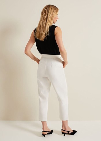 Phase Eight Gaia Neutral Tapered Tailoreds Trousers White Australia | OV0593472